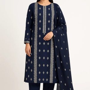 Lawn Embroidered 3pc Suit With Embroidered Chiffon Dupatta. Lawn-25-0016