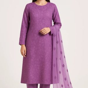 Lawn Embroidered 3pc Suit With Chiffon Dupatta Lawn-25-0007